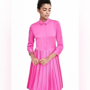 Banana Republic Pink Satin Pleated Midi Dress